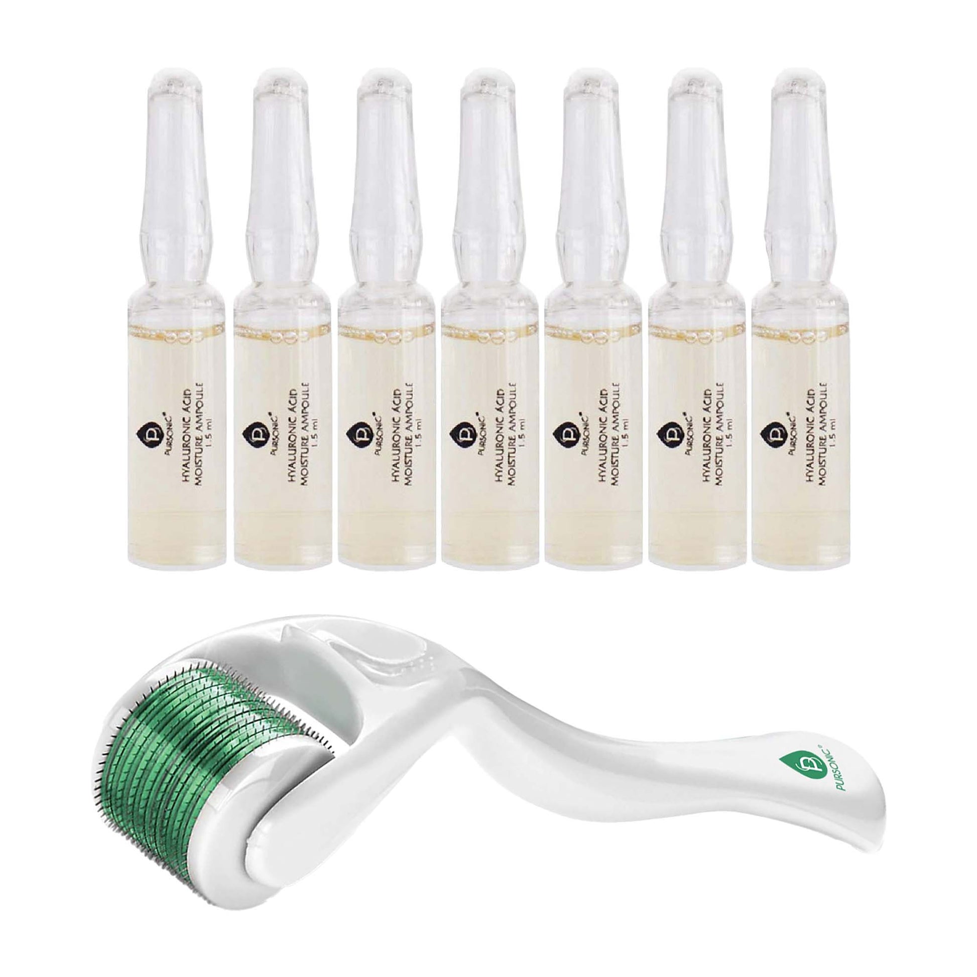 Pursonic Skin Renewal Bundle – Micro Needle Roller & 7-Day Hyaluronic Acid Serum Set-0